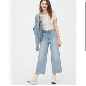 GAP High Rise Wide-Leg Crop Pants Size 2/26 Color Light Indigo NWOT